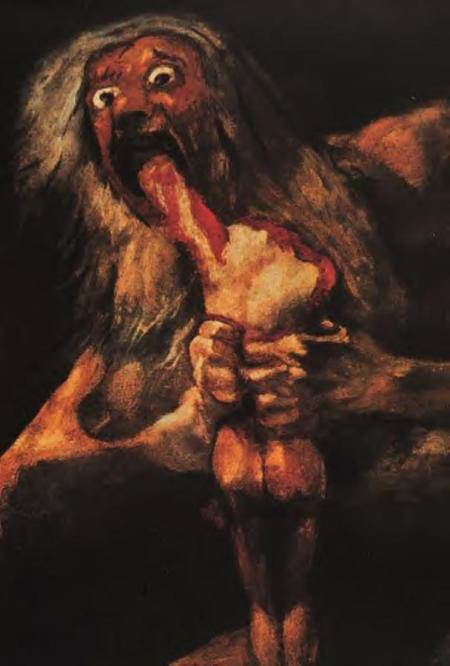 The Titan Kronos eating his children by Goya.
